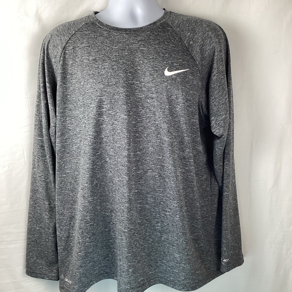 Nike Hydroguard Swim Shirt XL Dri Fit UPF 40 Gray  Long Sleeve UV Protection